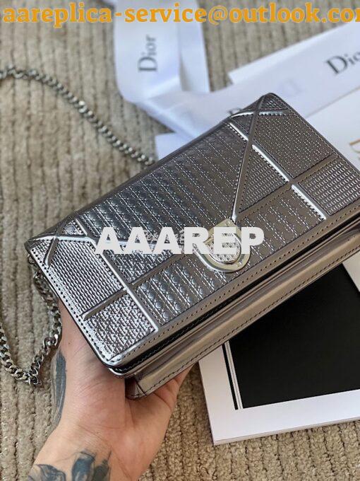 Replica Dior Diorama Pouch In Metallic Onyx Calfskin S0328 3