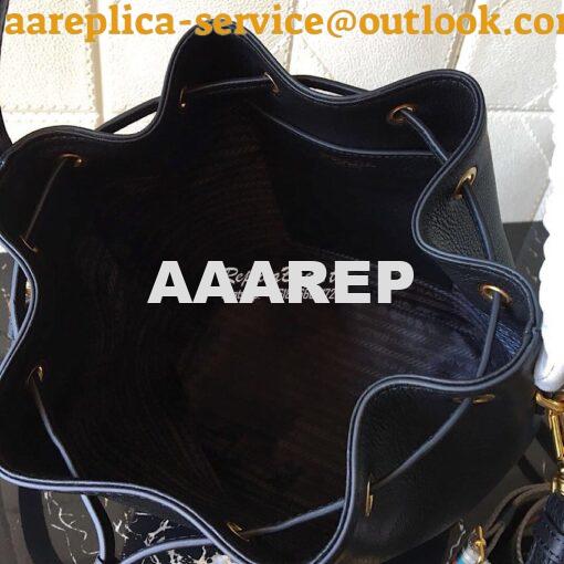 Replica Prada Leather Bucket Bag 1be018 Black 4