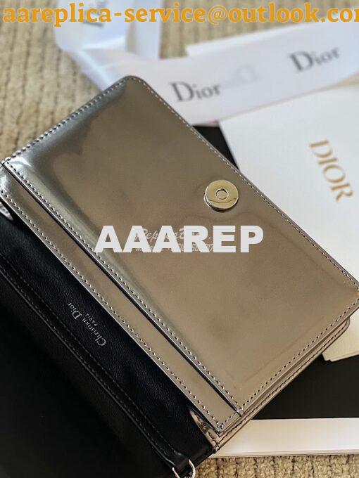 Replica Dior Diorama Pouch In Metallic Onyx Calfskin S0328 6