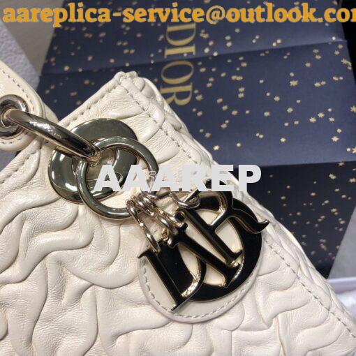 Replica Dior Mini Chalk White Lady Dior Wavy Shiny Crinkled Lambskin B 2