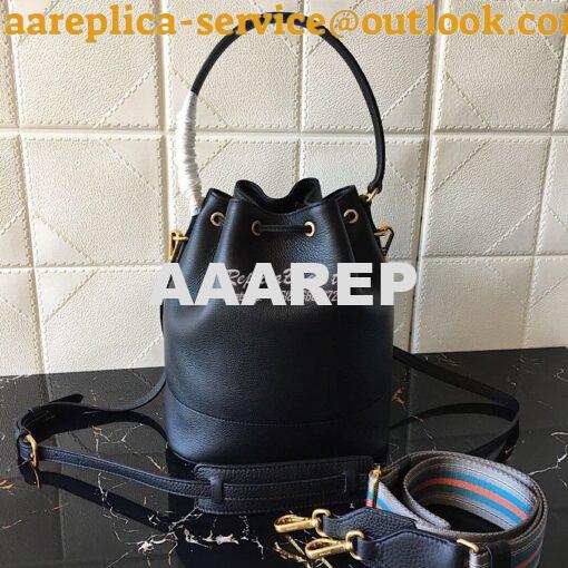 Replica Prada Leather Bucket Bag 1be018 Black 9