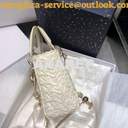 Replica Dior Mini Chalk White Lady Dior Wavy Shiny Crinkled Lambskin B 5