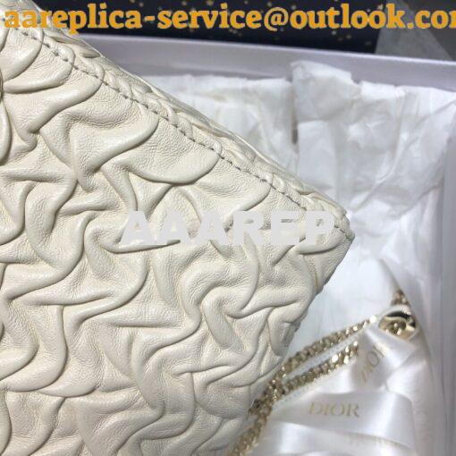 Replica Dior Mini Chalk White Lady Dior Wavy Shiny Crinkled Lambskin B 6