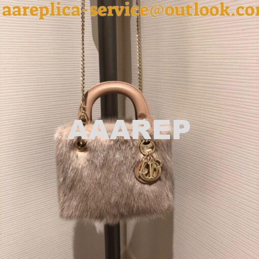 Replica Dior Lady Dior Mink Fur Bag in Lambskin M5050S Nude Pink