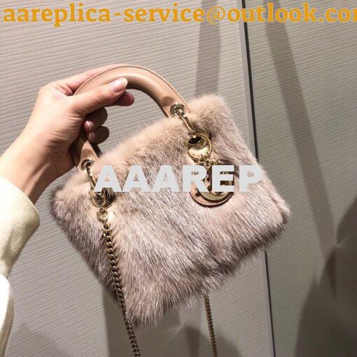 Replica Dior Lady Dior Mink Fur Bag in Lambskin M5050S Nude Pink 2