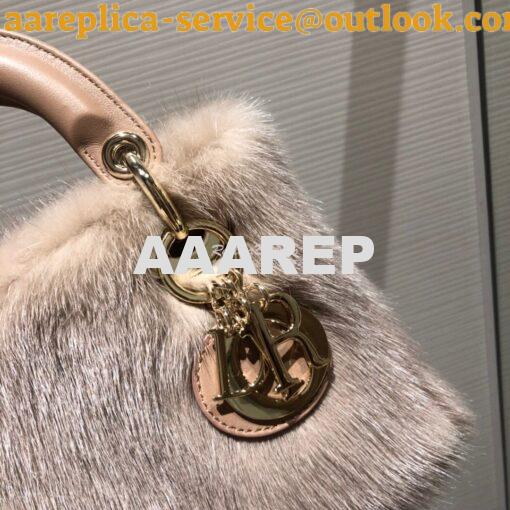 Replica Dior Lady Dior Mink Fur Bag in Lambskin M5050S Nude Pink 3