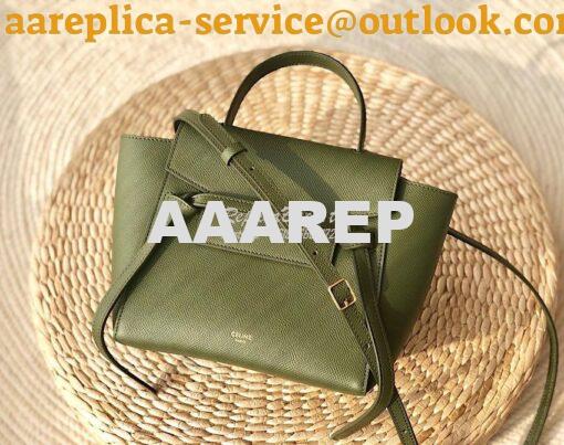 Replica Celine Nano Belt Bag Army Green Grained Calfskin 185003