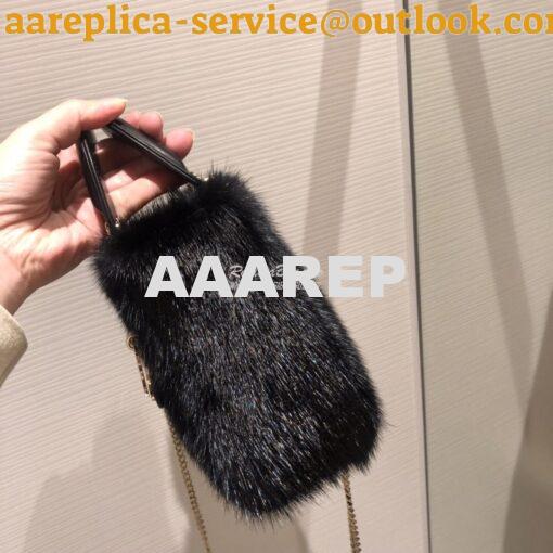 Replica Dior Lady Dior Mink Fur Bag in Lambskin M5050S Black 5