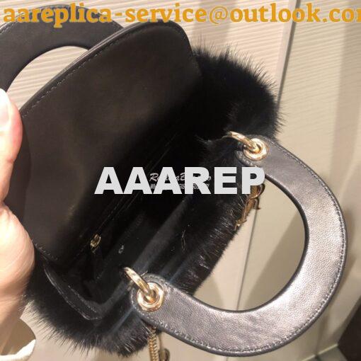 Replica Dior Lady Dior Mink Fur Bag in Lambskin M5050S Black 8