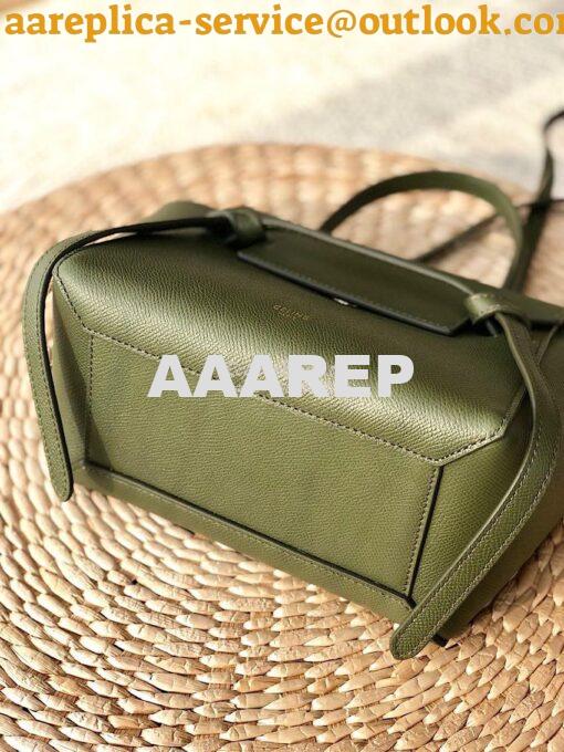 Replica Celine Nano Belt Bag Army Green Grained Calfskin 185003 7