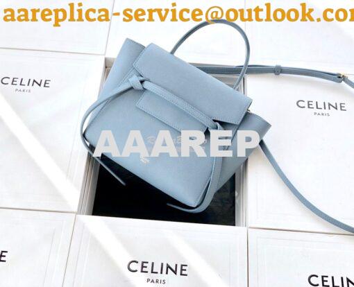 Replica Celine Nano Belt Bag Light Blue Grained Calfskin 185003