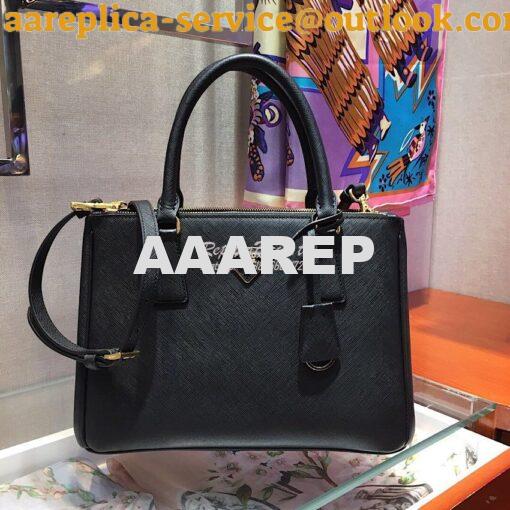 Replica Prada Galleria Saffiano Leather Tote Bag 1BA274 Black 2