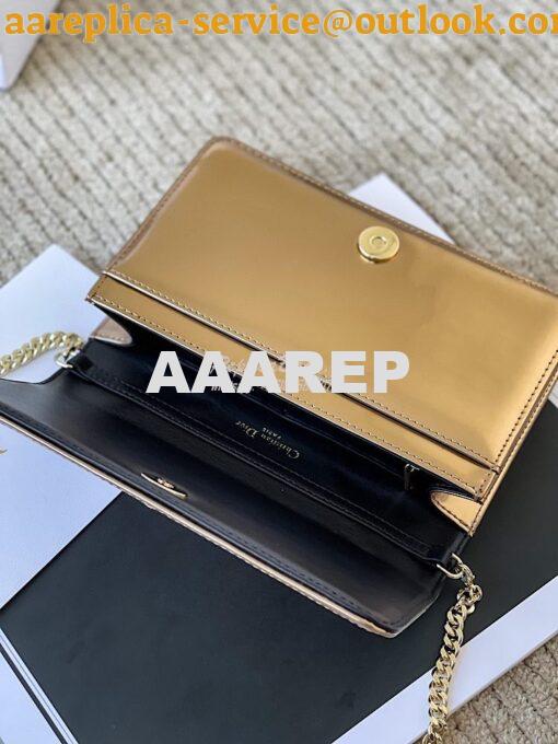 Replica Dior Diorama Pouch In Metallic Gold Calfskin S0328 7