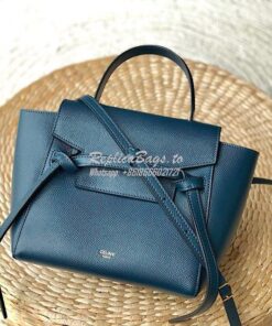 Replica Celine Nano Belt Bag Abyss Blue Grained Calfskin 185003