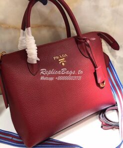 Replica Prada Daino Leather Tote Bag 1BA157 Red