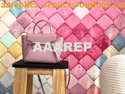 Replica Celine Nano Belt Bag Barbie Pink Grained Calfskin 185003 10