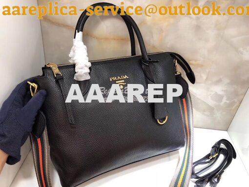 Replica Prada Daino Leather Tote Bag 1BA157 Black 2