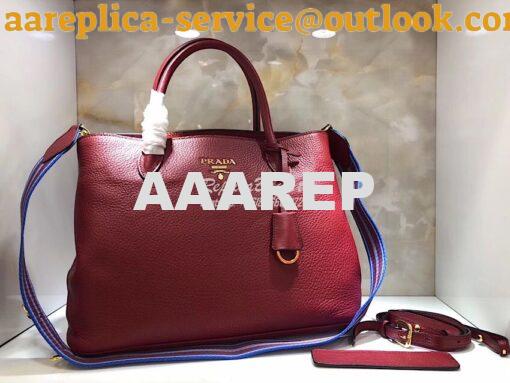 Replica Prada Daino Leather Tote Bag 1BA157 Red 7