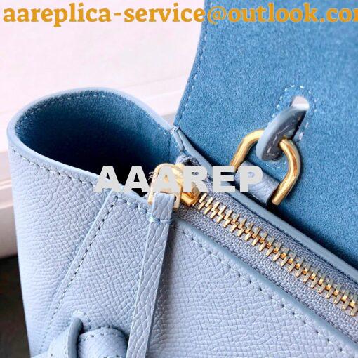 Replica Celine Nano Belt Bag Light Blue Grained Calfskin 185003 8