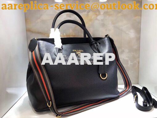 Replica Prada Daino Leather Tote Bag 1BA157 Black 9