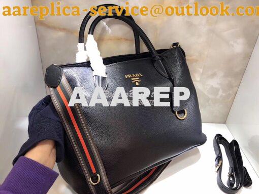 Replica Prada Daino Leather Tote Bag 1BA157 Black 10