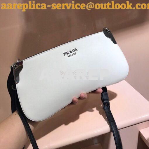 Replica Prada Sidonie Leather Shoulder Bag White 2