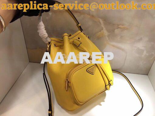 Replica Prada Leather bucket bag 1bh038 Yellow 2