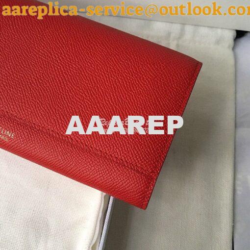 Replica Celine Large Flap Wallet In Grained Calfskin 10B563 Red 3