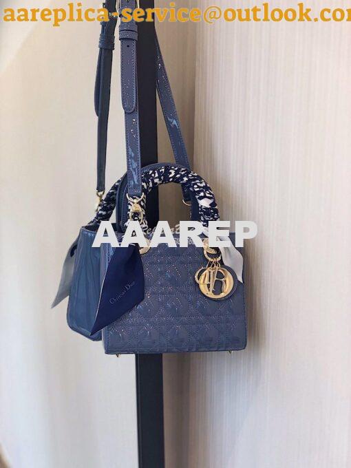 Replica Dior Small Lady Dior Patent Calfskin Bag Denim Blue