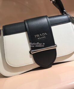 Replica Prada Sidonie leather shoulder bag 1BD168 White 2