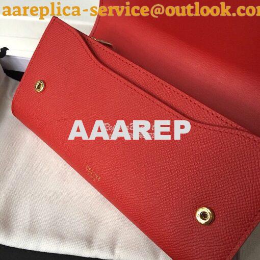 Replica Celine Large Flap Wallet In Grained Calfskin 10B563 Red 8