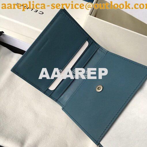 Replica Celine Small Trifold Wallet In Grained Calfskin 10B573 Blue 7