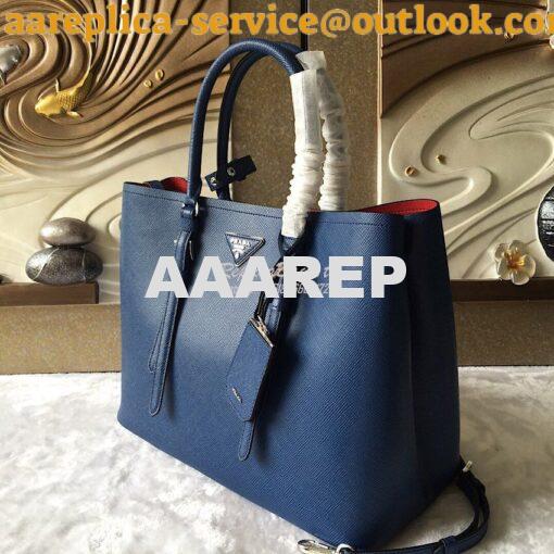 Replica Prada Saffiano Cuir Leather Tote Bag BN2820 Blue 2