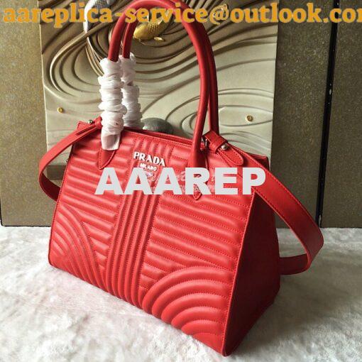 Replica Prada Diagramme Leather Handbag 1BA165 Red 3