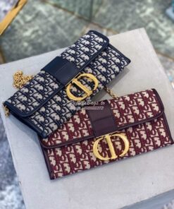 Replica Dior 30 Montaigne Oblique Jacquard Canvas Clutch Chain Bag M92