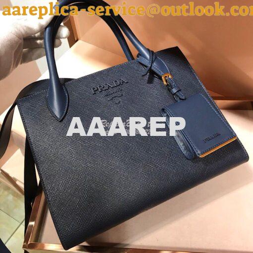 Replica Prada Monochrome Saffiano leather bag 1ba156 Navy 2