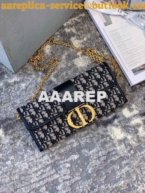 Replica Dior 30 Montaigne Oblique Jacquard Canvas Clutch Chain Bag M92 2