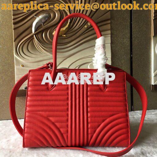 Replica Prada Diagramme Leather Handbag 1BA165 Red 7