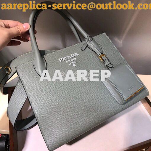 Replica Prada Monochrome Saffiano leather bag 1ba156 Grey 3