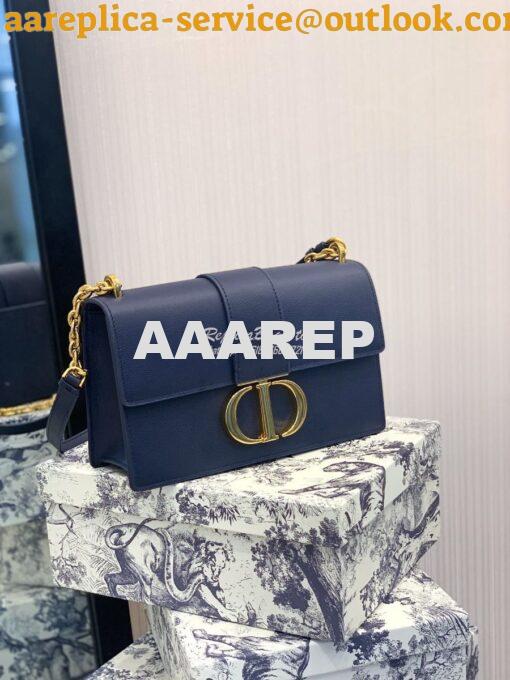 Replica Dior 30 Montaigne Grained Calfskin Bag with Chain M9208 Blue 2