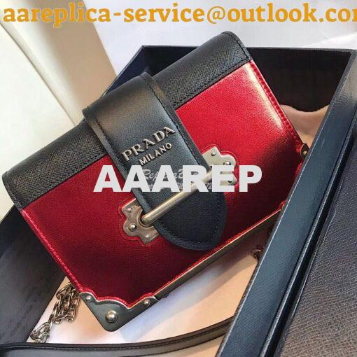 Replica Prada Cahier Calf Leather Bag 1BH018 Metallic Red 2