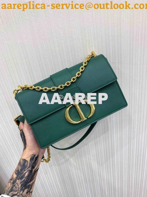 Replica Dior 30 Montaigne Grained Calfskin Bag with Chain M9208 Green 2