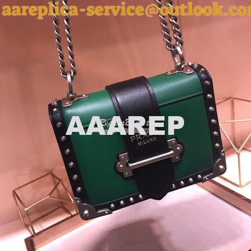 Replica Prada Cahier Studded Leather Bag 1BD045 Green 2