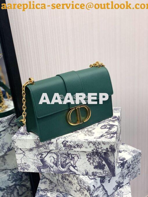 Replica Dior 30 Montaigne Grained Calfskin Bag with Chain M9208 Green 3