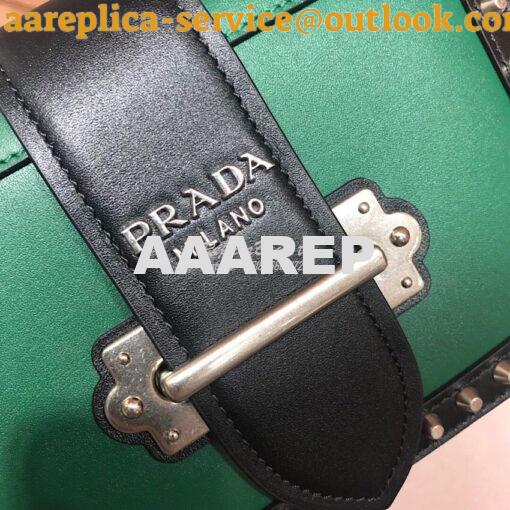 Replica Prada Cahier Studded Leather Bag 1BD045 Green 3