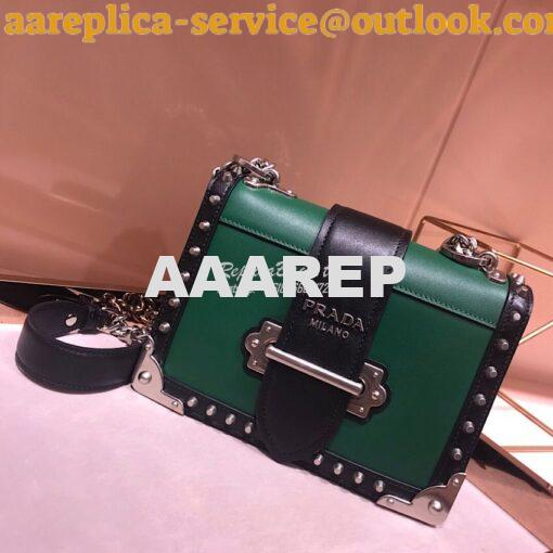 Replica Prada Cahier Studded Leather Bag 1BD045 Green 4