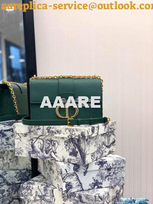 Replica Dior 30 Montaigne Grained Calfskin Bag with Chain M9208 Green 4