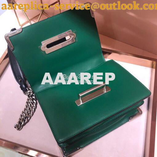 Replica Prada Cahier Studded Leather Bag 1BD045 Green 6