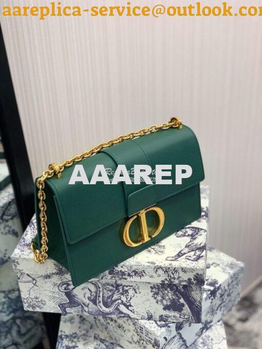 Replica Dior 30 Montaigne Grained Calfskin Bag with Chain M9208 Green 7