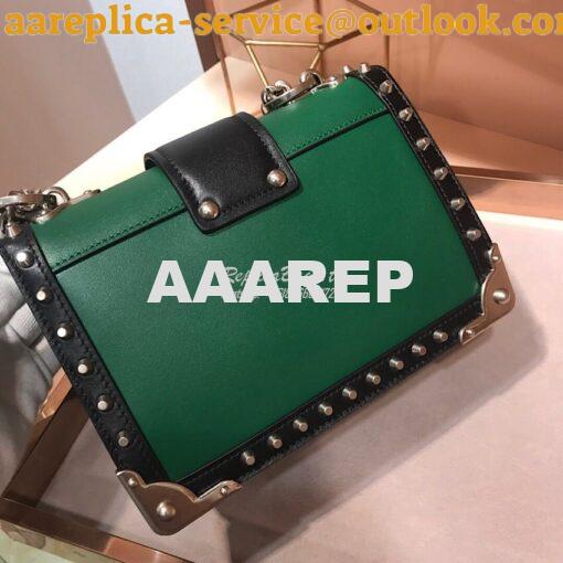 Replica Prada Cahier Studded Leather Bag 1BD045 Green 8